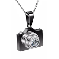 dropshiping stainless steel camera pendants black gun tone fashion necklaces punk jewelry for men women gift