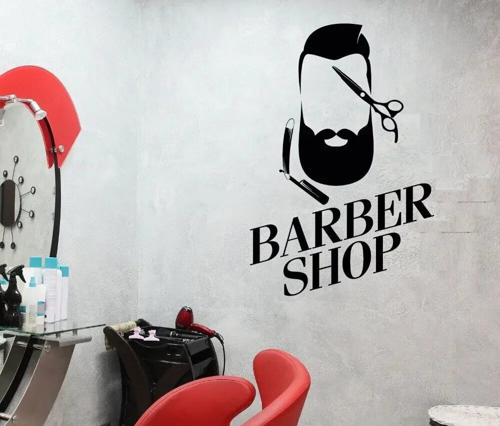 Мужской салон парикмахерская наклейки на стену виниловые для парикмахерской