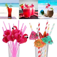2510pcs flamingo pineapple drinking straws hawaiian beach tropical birthday party decoration summer pool party wedding supplies