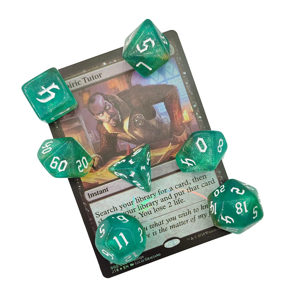 

Polyhedral 7-Dice Two-Tone Swirl-DND Dice Set for RPG/MTG D4 D6 D8 D10 D% D12 D20 Dice Games 7pcs/set Family Party Board Games