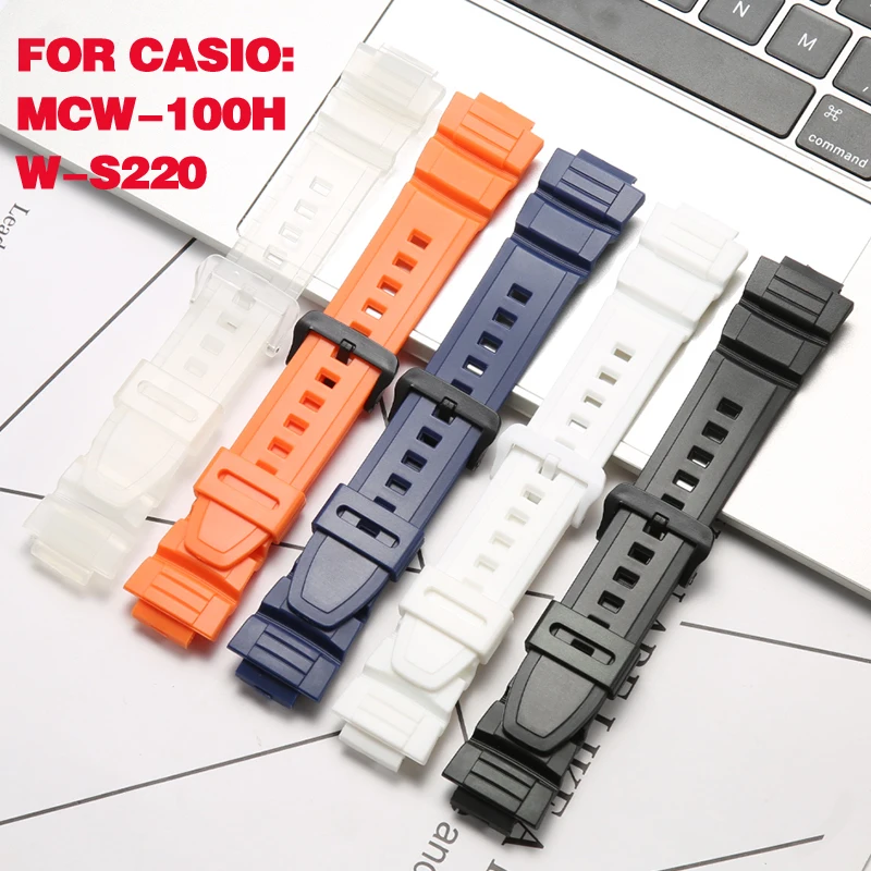 

Resin Strap Suitable For Casio MCW-100H W-S220 HDD-S100 AE2000W 16mm Men's Sports Waterproof Watchband Watch Accessories