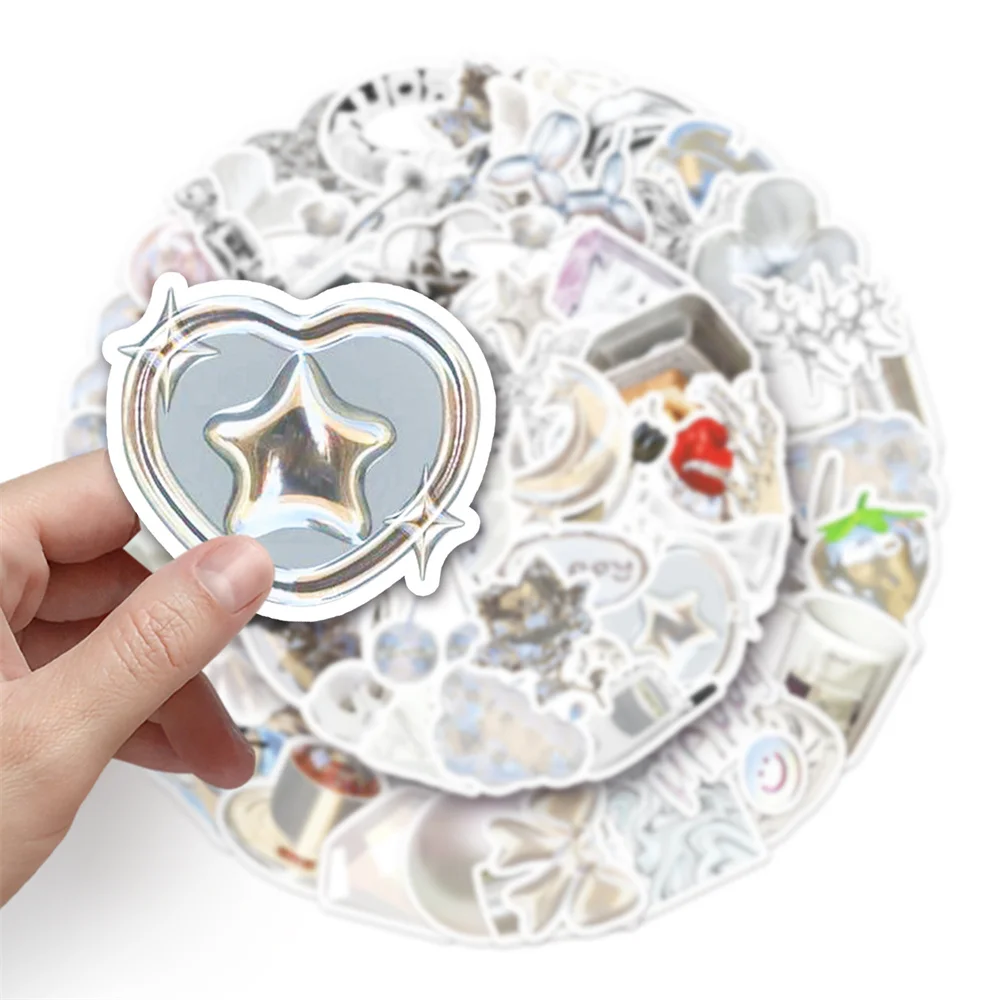 

50pcs Advanced Sense Silvery Vintage Northern Europe Stickers For Laptop Suitcase Scrapbook Scrapbooking Supplies DIY Sticker