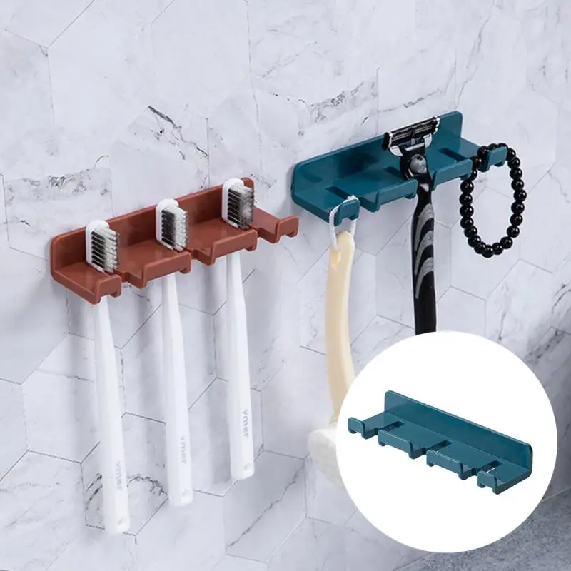 

Toothbrush Holder Bathroom Accessories Set Wall Mount Stand Tooth brush Holder Hooks Home Bathroom No punching Toothbrush Rack