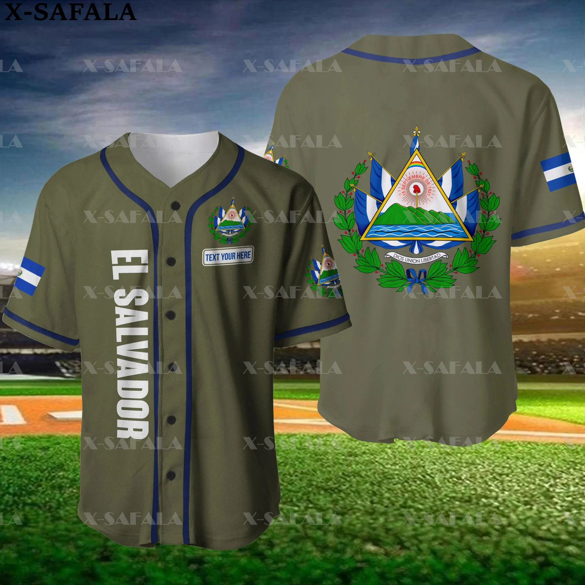 Custom Name Love EL SALVADOR Country Salvadorans 3D Printed Baseball Jersey Summer Shirt Men's Tops Tee Oversized Streetwear-2
