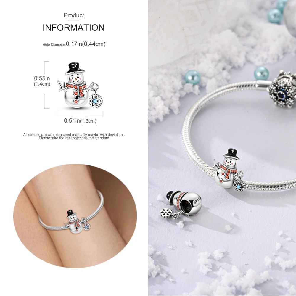 Стерлингового серебра 925 пробы лыжный пингвин снеговик положительный медведь и