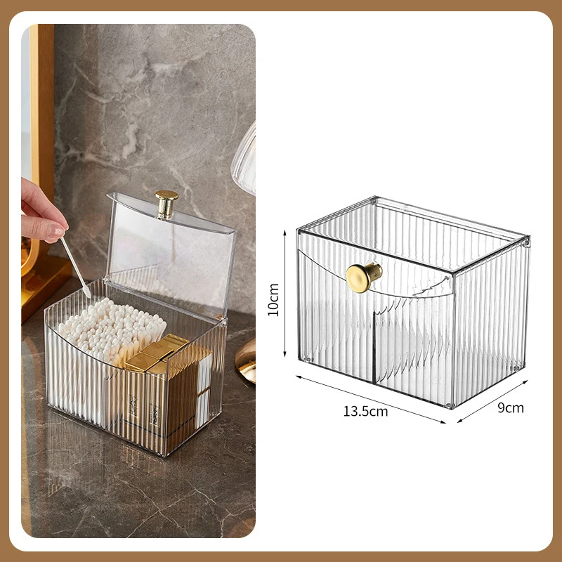 

Прозрачный Акриловый Органайзер Для Косметики И Ценных Вещей: Коробка Для Хранения Ватных Палочек И Помады