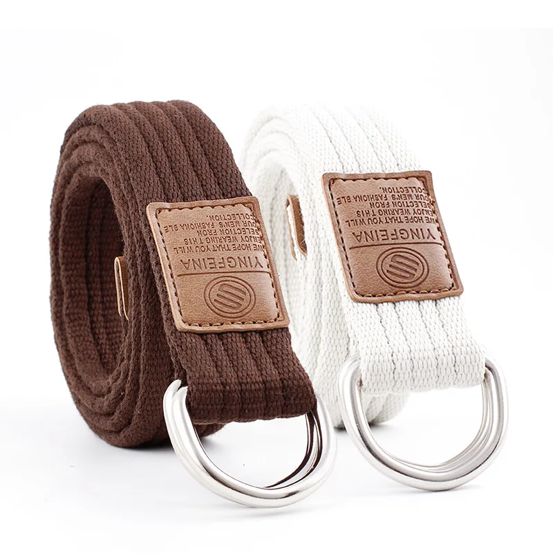 

Canvas Belt for Men and Women Leisure Fashion Double Buckle Belt Outdoor Woven Belt Women Belt Fashion Belt