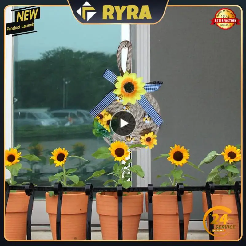 

Front Door Garland Decorative Cute Spring Decorative Garland World Bee Day Decor Bee Festival Sunflower Twine Wreath Artificial