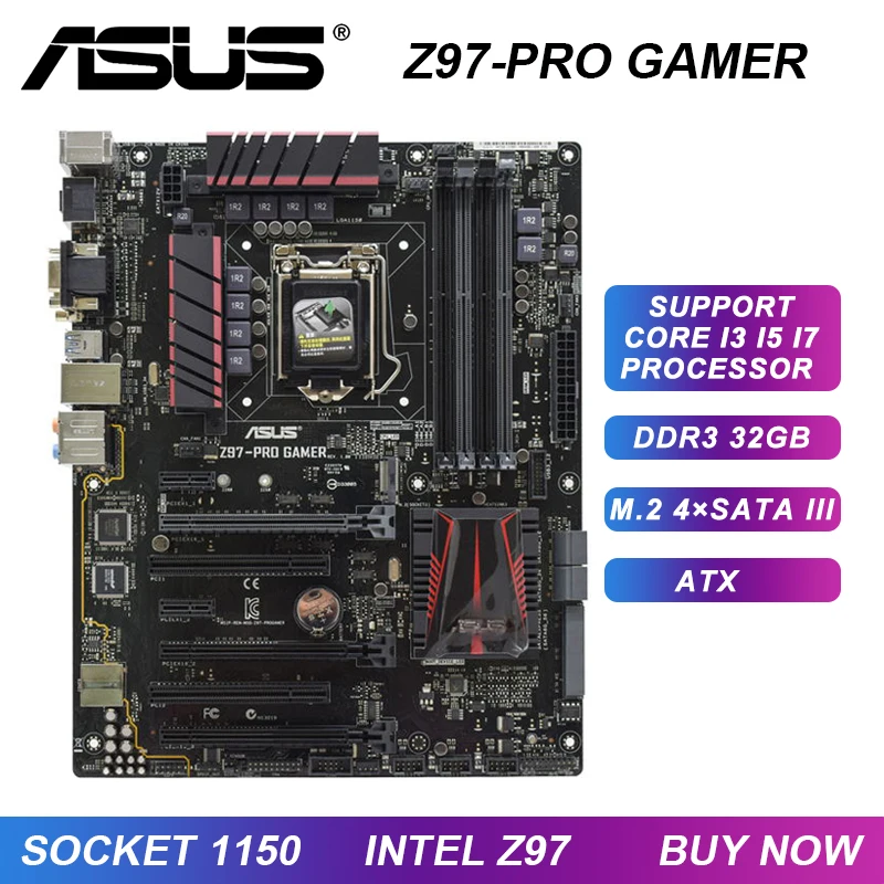 

ASUS Z97-PRO GAMER Motherboard 1150 Motherboard DDR3 Core i7 4790K i5 4670K Cpus Intel Z97 PCI-E 3.0 32GB ATX M.2 SATA3 6×USB3.0