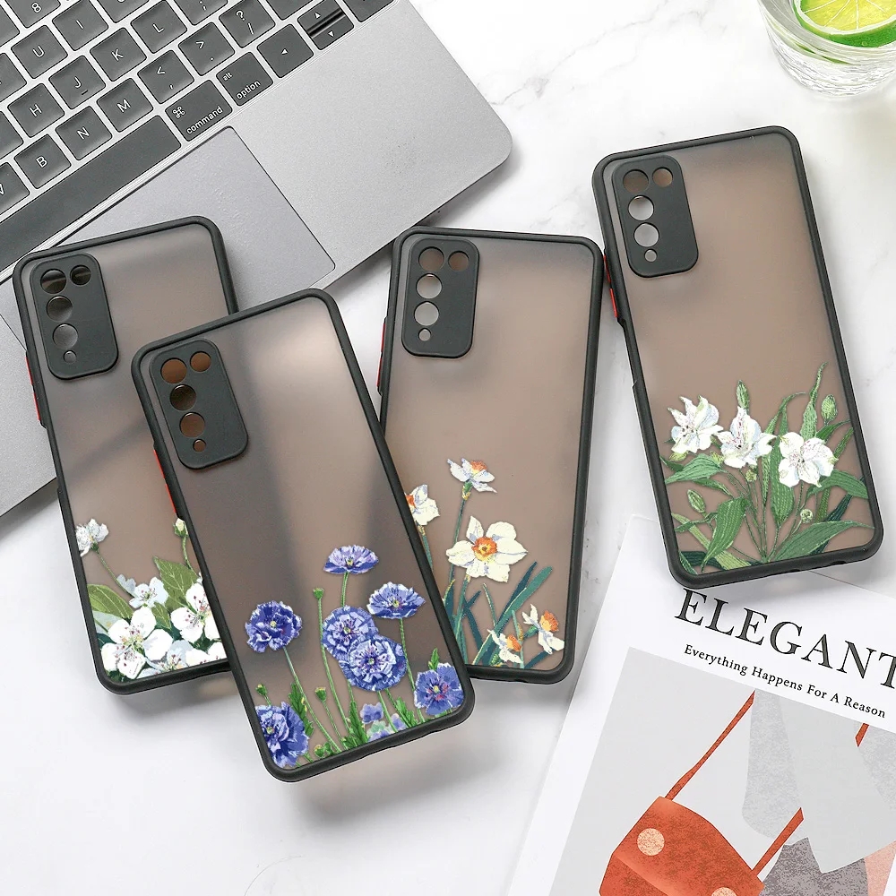 

Flower Grass Case For Huawei P30 Lite Case P40 Pro P50 Funda Honor 50 SE 10i 20i 10X Lite 8X 9A 9X 20s 30s Nova 7 Matte PC Cover