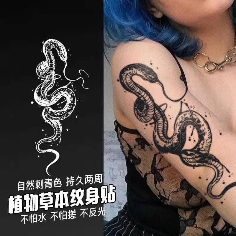 

Herbal Semi Permanent Tattoo 8pcs Clavicle Snake Juice Flower Arm Tattoo Sticker Waterproof Long Lasting