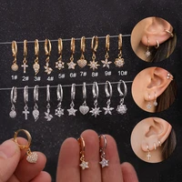 simple shine star cross stud earring long chain tassel earrings for women geometric piercing ear jewelry party girl gift