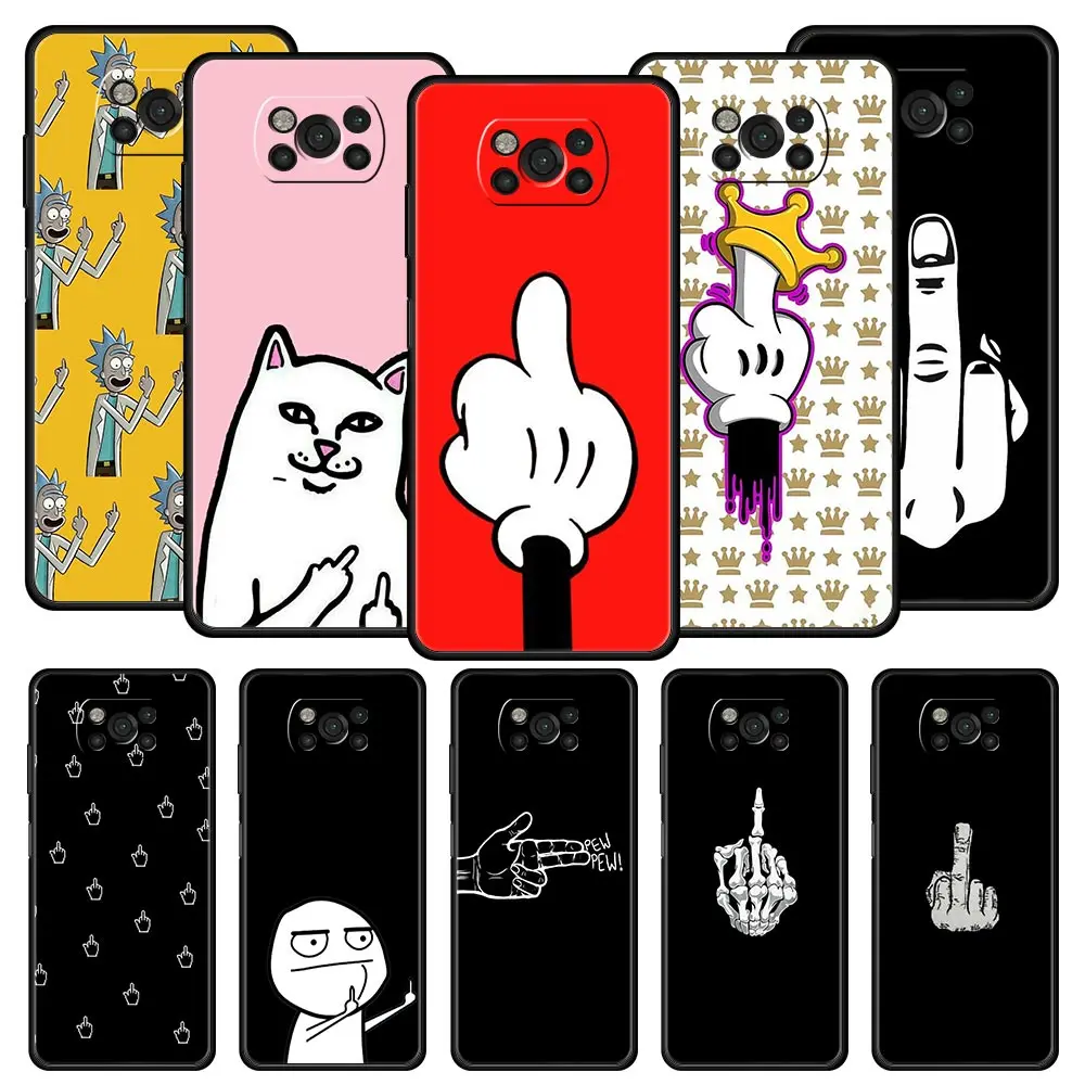 

Cartoon Middle Finger Phone Case for Xiaomi Poco X3 NFC F3 M3 M4 Mi Note 10 12 11 Ultra 11T Pro 10T Lite 5G 9T 11i 11X TPU Cover