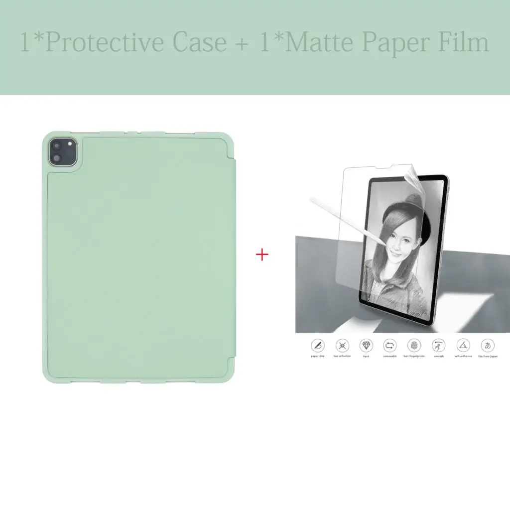 

Case For iPad M1 Pro 11 Case 2021 For Pro M1 12.9 Case With Matte Paper Film Set Case With Pencil Holder For iPad 10.2 7th 8th