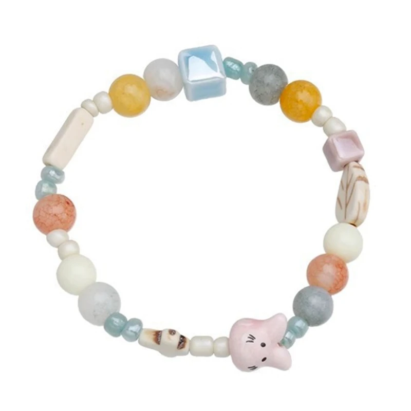 

Pink Rabbit Handchain Sweet Jewelry Cartoon Animal Bead Bracelets for Women Girl Dropship