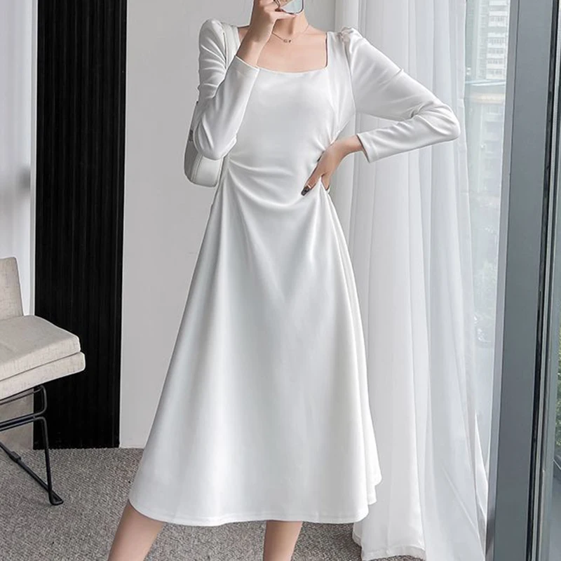 

Early Autumn 2023 New French Style Long Unique, High Grade, White Dress sexy dress vestidos de verano mujer