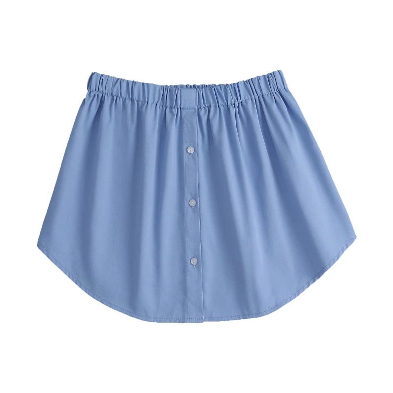 

New style Women Shirt Extender Half Slip Solid Color Button Down Adjustable Sweep Skirt