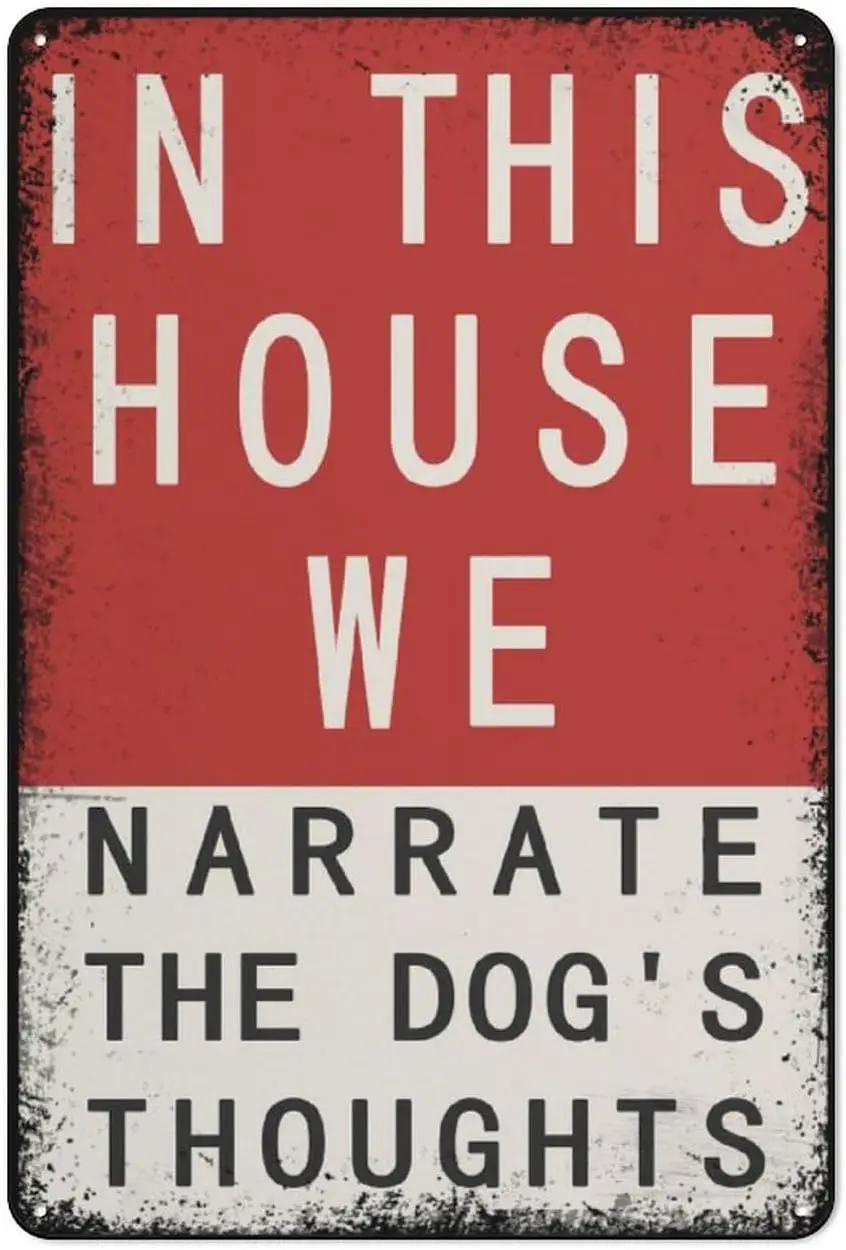 В этом доме мы расскажем о мыслах собаки винтажный металлический жестяной знак