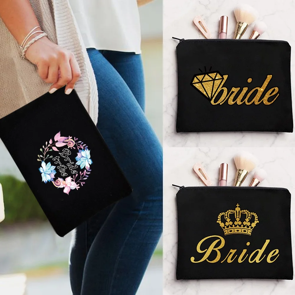 

Women Cosmetic Bag Lipstick Organizer Bag Wallet Travel Toiletries Washbag Pencil Bag Wedding Makeup Bag Bride Print