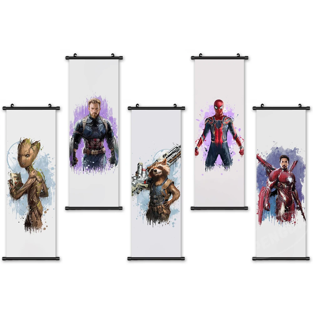 

Movie Wall Art Marvel Pictures Mural Captain America Poster Plastic Scroll Spider Man Hanging Painting Canvas Print Home Decor
