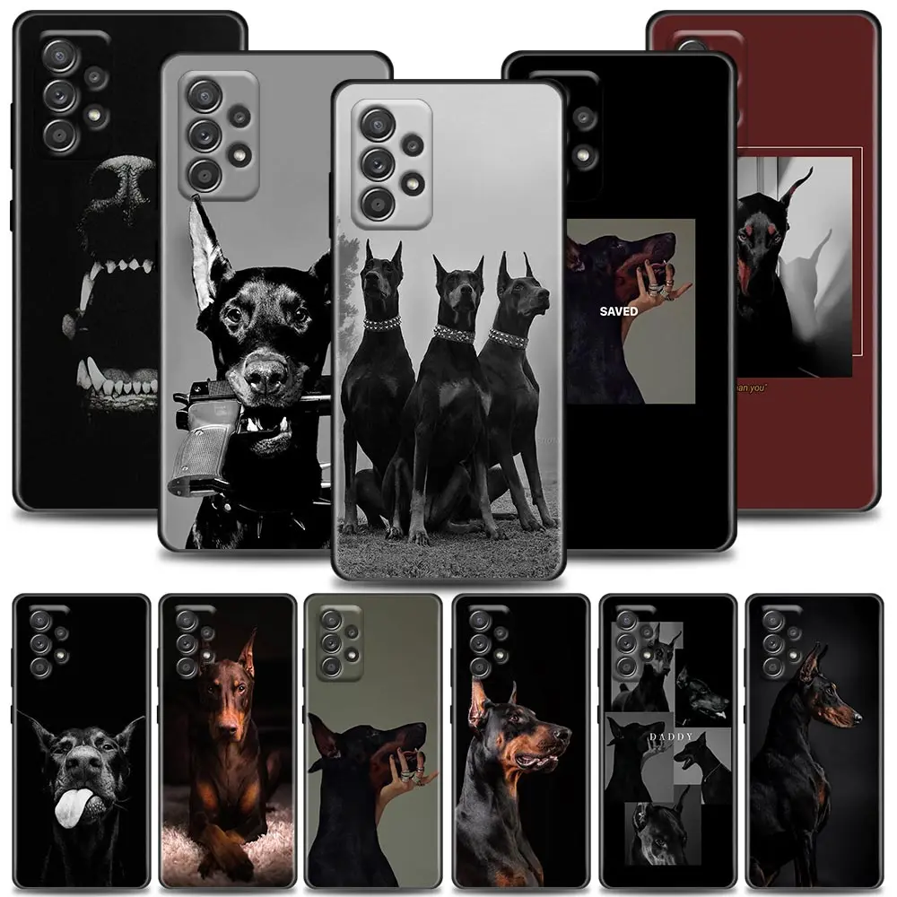 

Case For Samsung Galaxy A72 A52 A53 A71 A91 A51 A41 Note 20 Ultra 8 9 10 Plus 5G Case Cover Dachshund Doberman Black Dog Animals