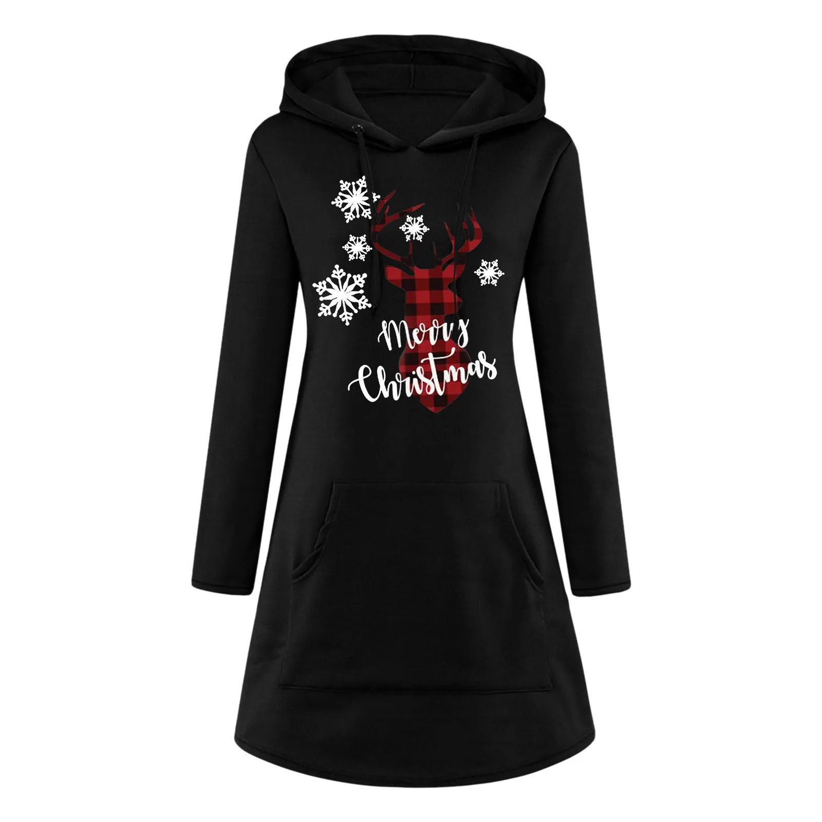 Женское рождественское платье-толстовка с принтом снежинки платье на шнурке