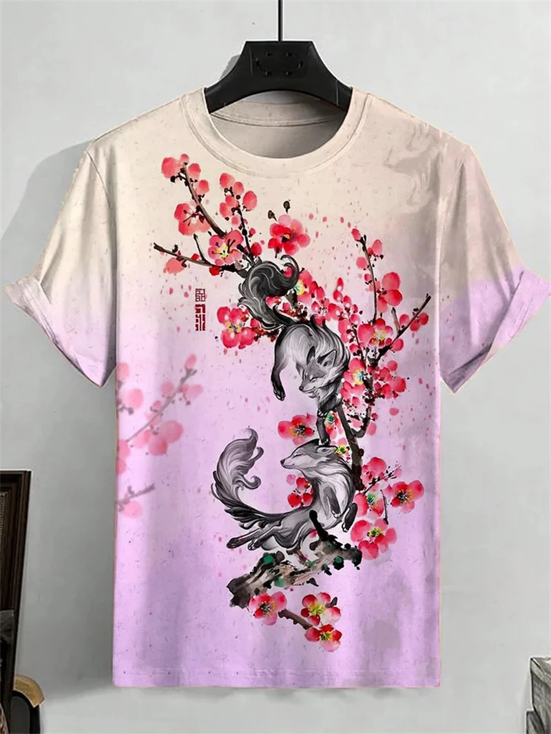 Трендовые японские футболки с рисунком Ukiyo-e для мужчин модные летние унисекс