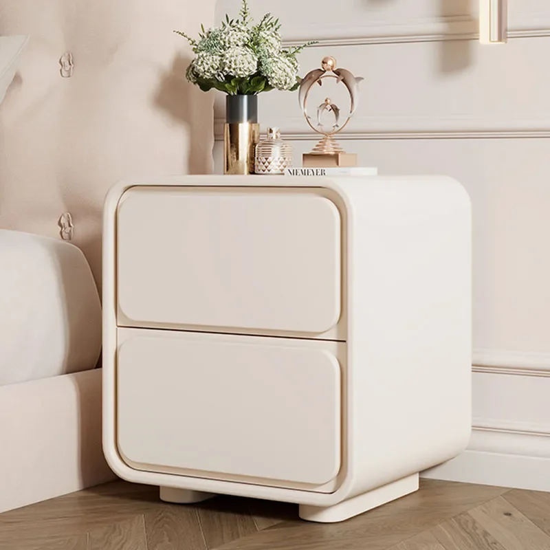 

White Nordic Bed Side Table Drawers Storage Aesthetic Space Saving Nightstands Bedroom Luxury Meuble De Chambre Home Furnitures