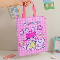 kawaii style large stationary storage bags a4 cute leather file bag kawaii girl organizer bag school stationary