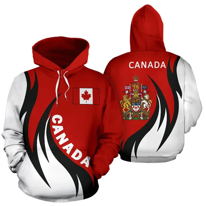 Свитшот с капюшоном и принтом кленового листа для мужчин детей