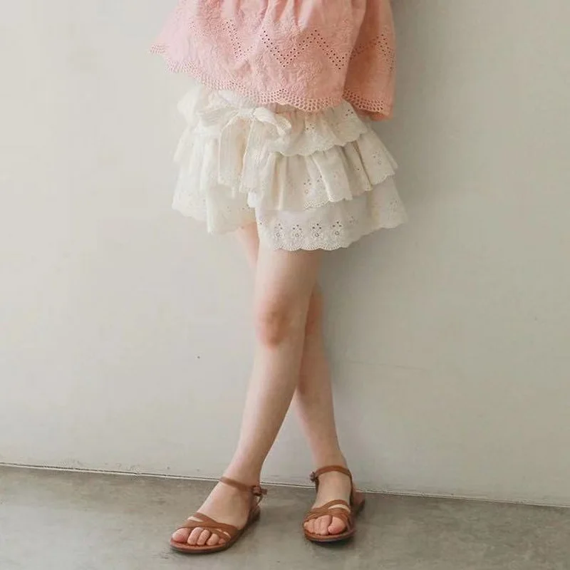 

Korean Girl Princess Children Shorts Pink Double For Style Apricot Year Orange Summer Shorts Clothes 2-8 New Kid