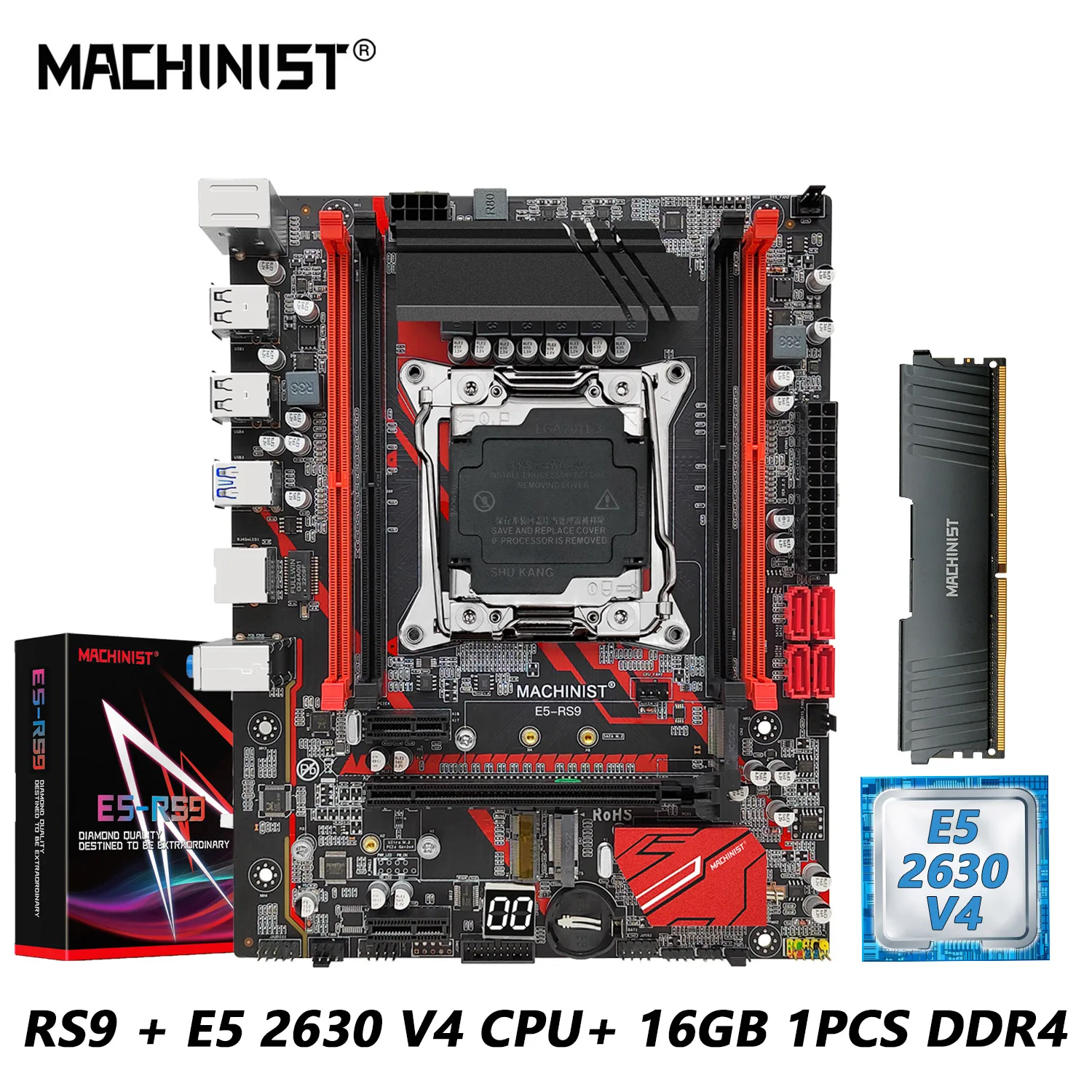 

MACHINIST RS9 X99 Motherboard Set Xeon E5 2630 V4 Kit CPU LGA 2011-3 Processor + DDR4 16GB RAM Memory combo M-ATX NVME