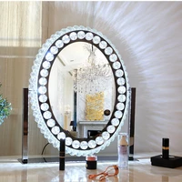 aesthetic makeup round mirror with light modern design portable desk mirror luxury aesthetic espejo tocador home decoration
