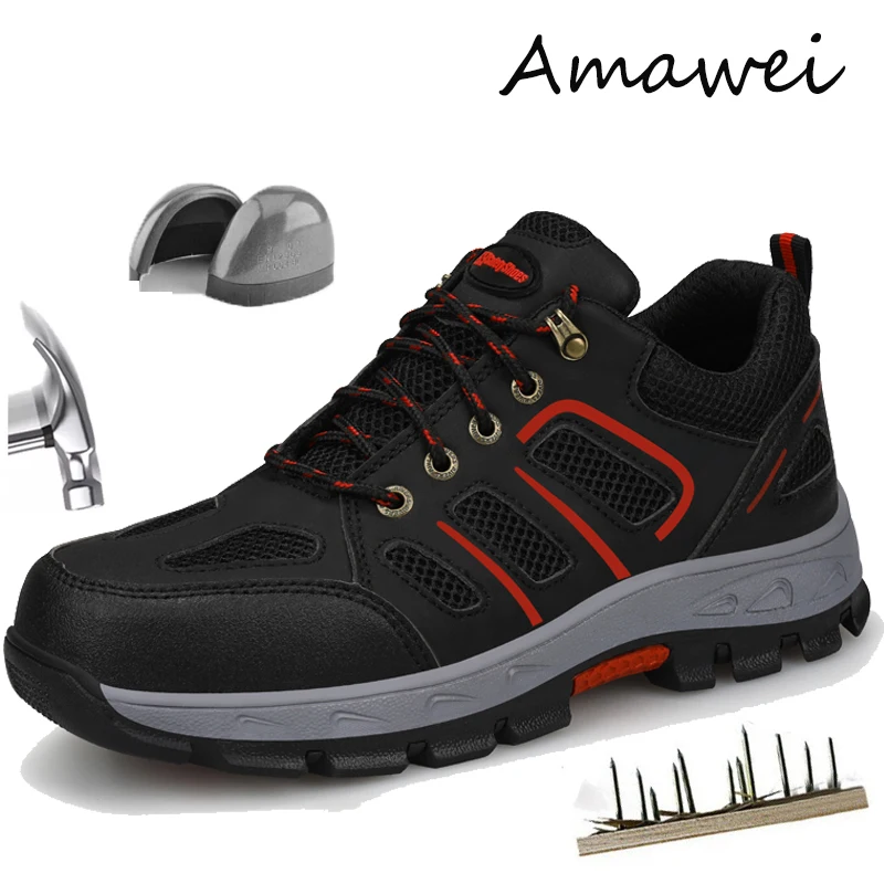 

Amawei Work Boots Safety Shoes Mens Sneakers Indestructible Shoes Women's Shoes Wear Resistant Anti Static Protective Boots