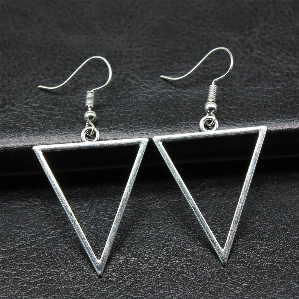 

Vintage Drop Earrings Fashion Handmade Simple Design 2 Colors Hollow Geometric Triangle Earring Accessories Pendant Earrings
