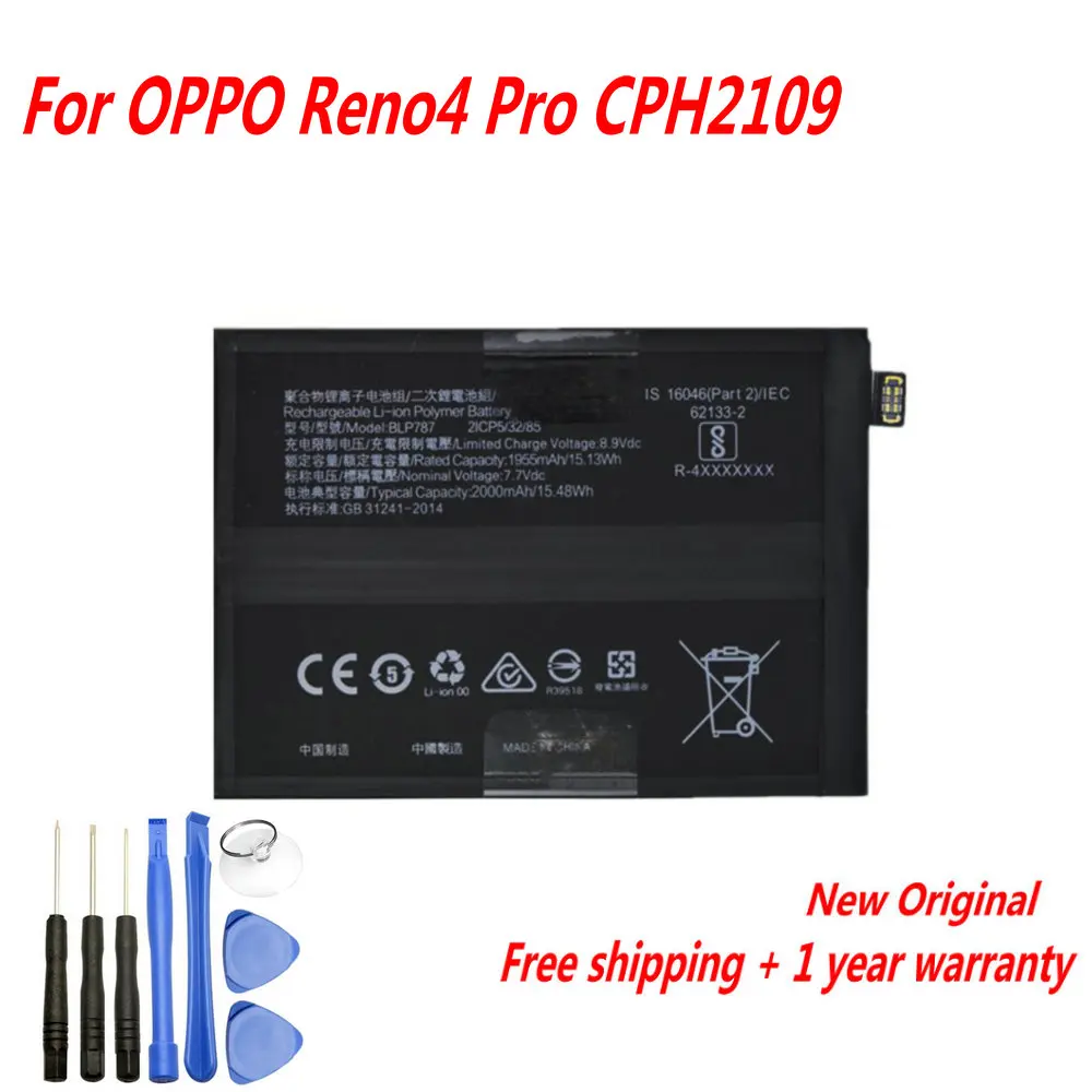 

NEW Original 7.7V BLP787 Battery For OPPO Reno4 Pro CPH2109 Mobile Phone