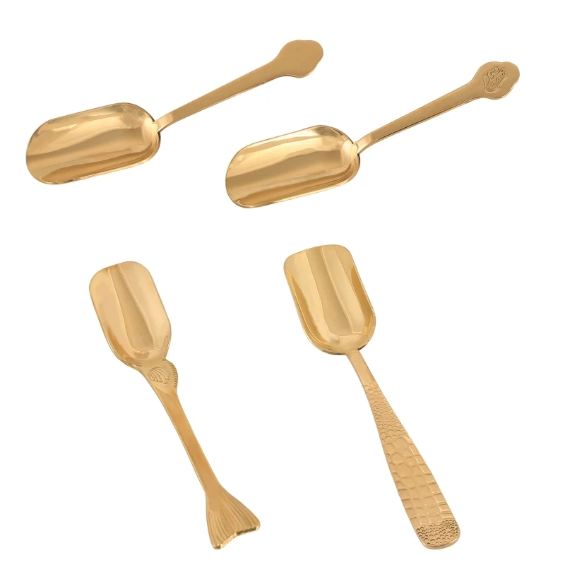 

Brass Tea Spoon Kung Fu Tea Spade Metal Spoons for Scooping Coffee Powder Tea Salt Yeast Super food Powders Cacao