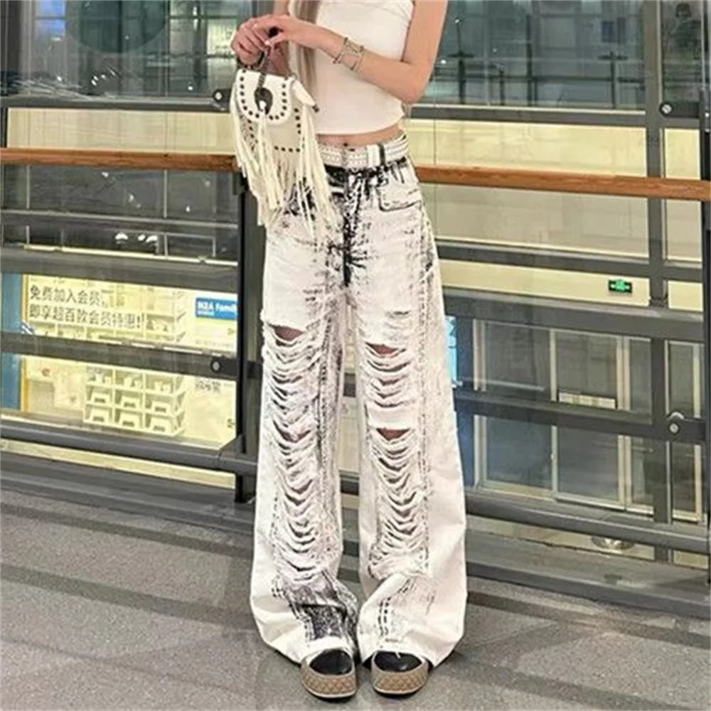 Женские брюки в стиле ретро American street vibe свободные прямые пол