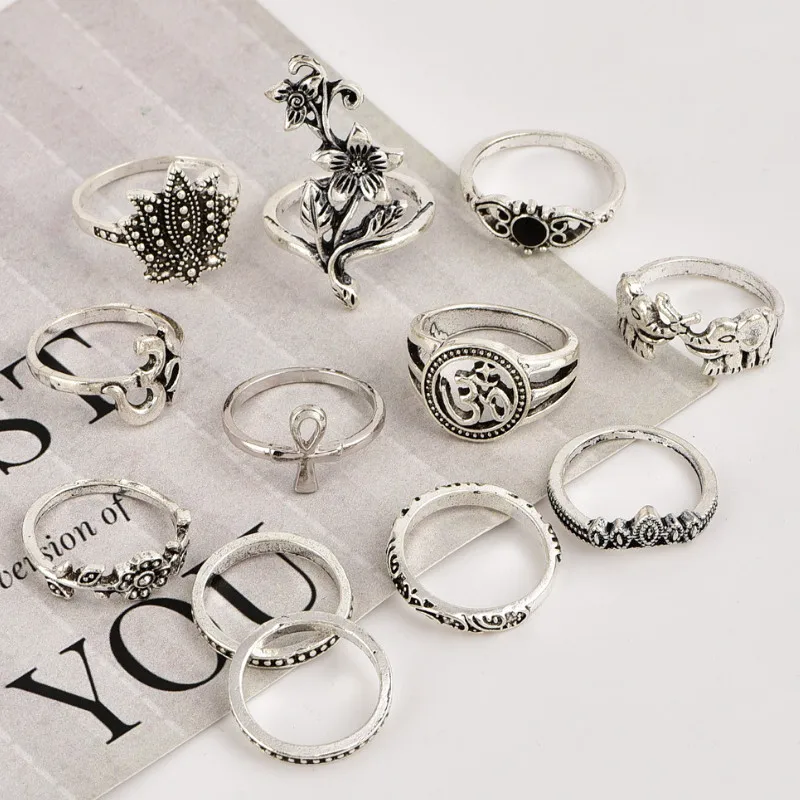 

Classic Rose Elephant Rings for Women Simple Cross Finger Ring Girls Jewelry