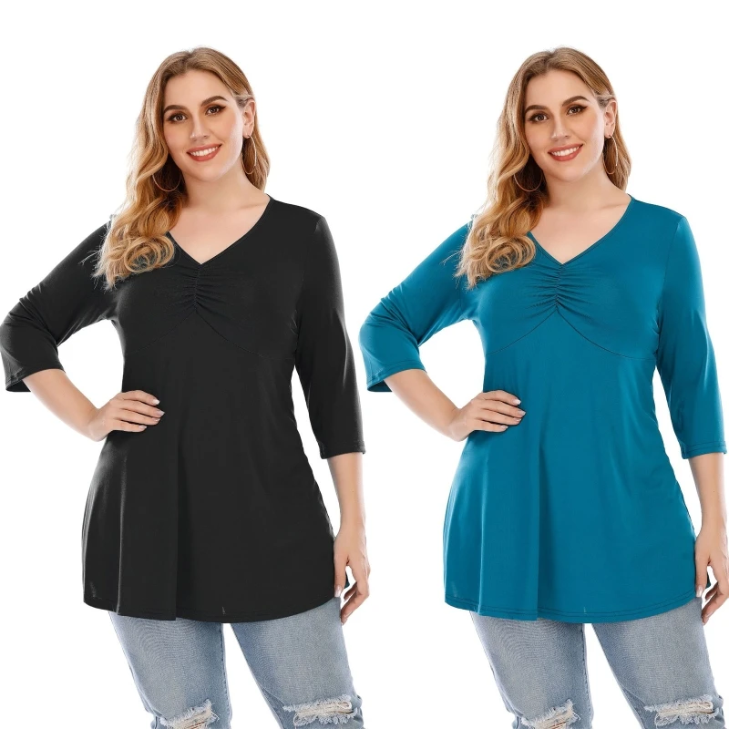 

All-matching Size Shirt for Women V Neck Pullover Long Sleeves Shirt Tops