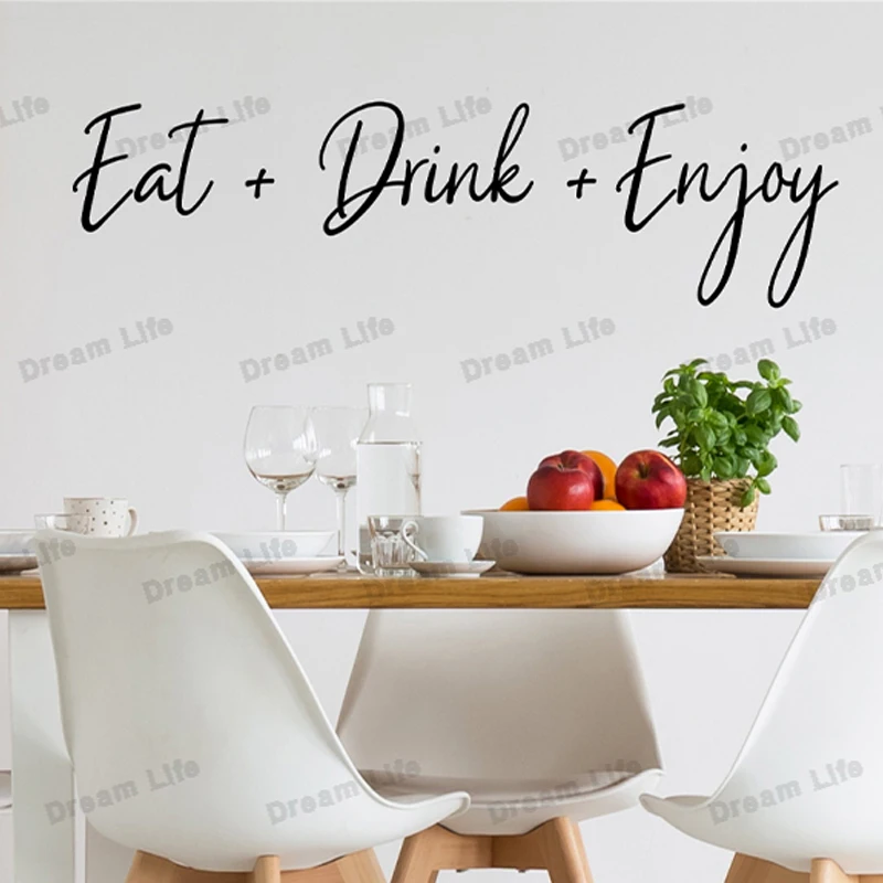 

Eat Drink Enjoy Vinyl Wall Stickers Quote Decal For Kitchen Dining Room Wallpaper DIY Restaurant Home Decor Accessories