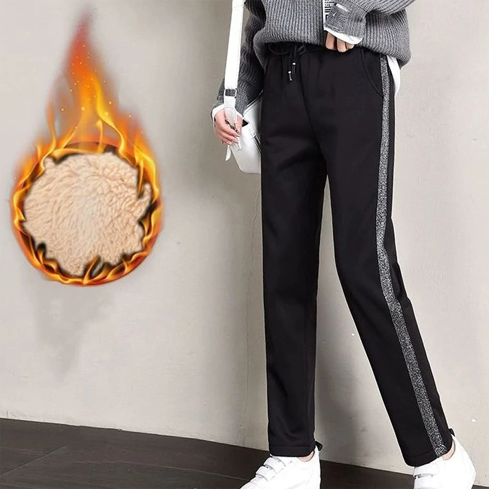 

Winter plus cashmere thickened lamb cashmere sports pants student loose casual pants ladies leggings fleece lined running pants