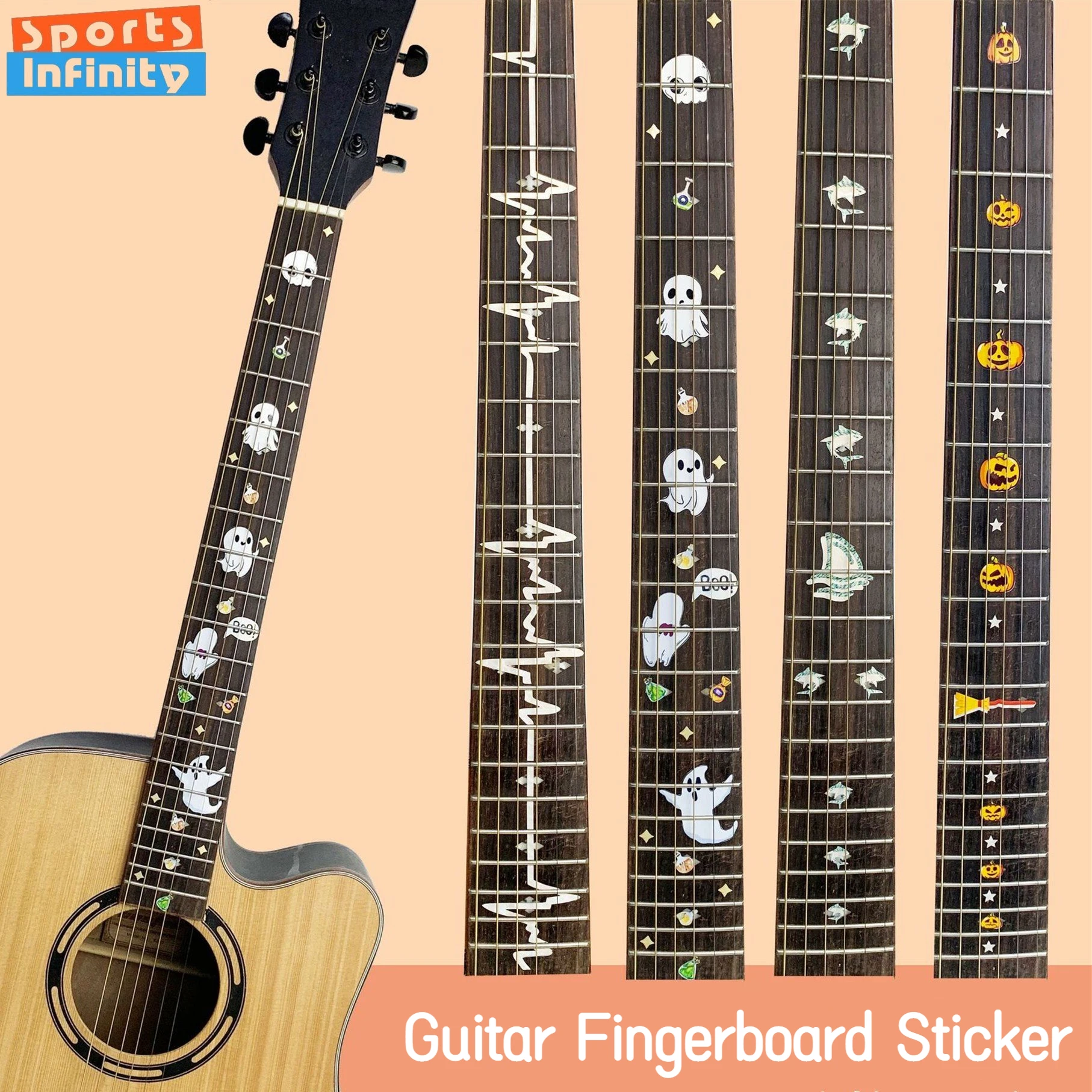 

38 40 41 42 inch Wood Guitar Fingerboard Decor Stickers Fretboard Decal Inlay for Headstock Electric Guitar Part Bass Accessory