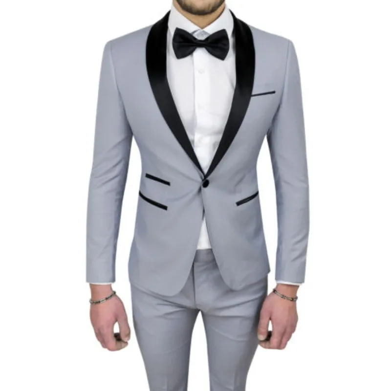 Новый дизайн пальто и брюки серый костюм мужское свадебное платье для ужина