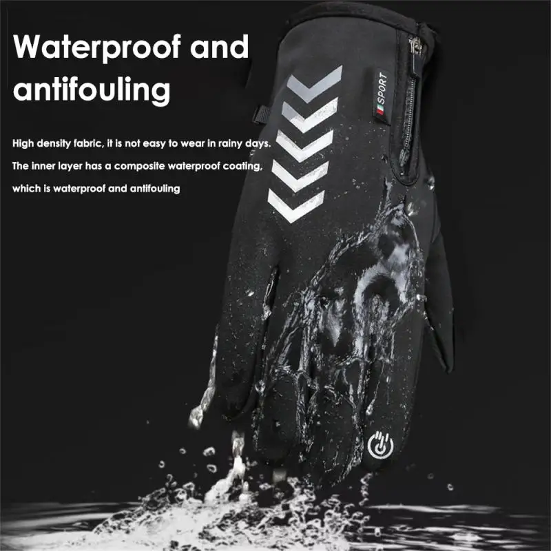 

Composite SBR Material Durable Outdoor Sports Gloves Touch Screen Invisible Elastic Band Thermal Gloves Waterproof Riding Gloves