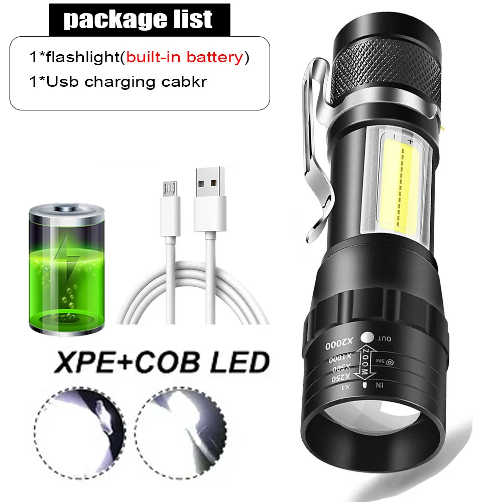 

Портативный светодиодный фонарик T6 USB