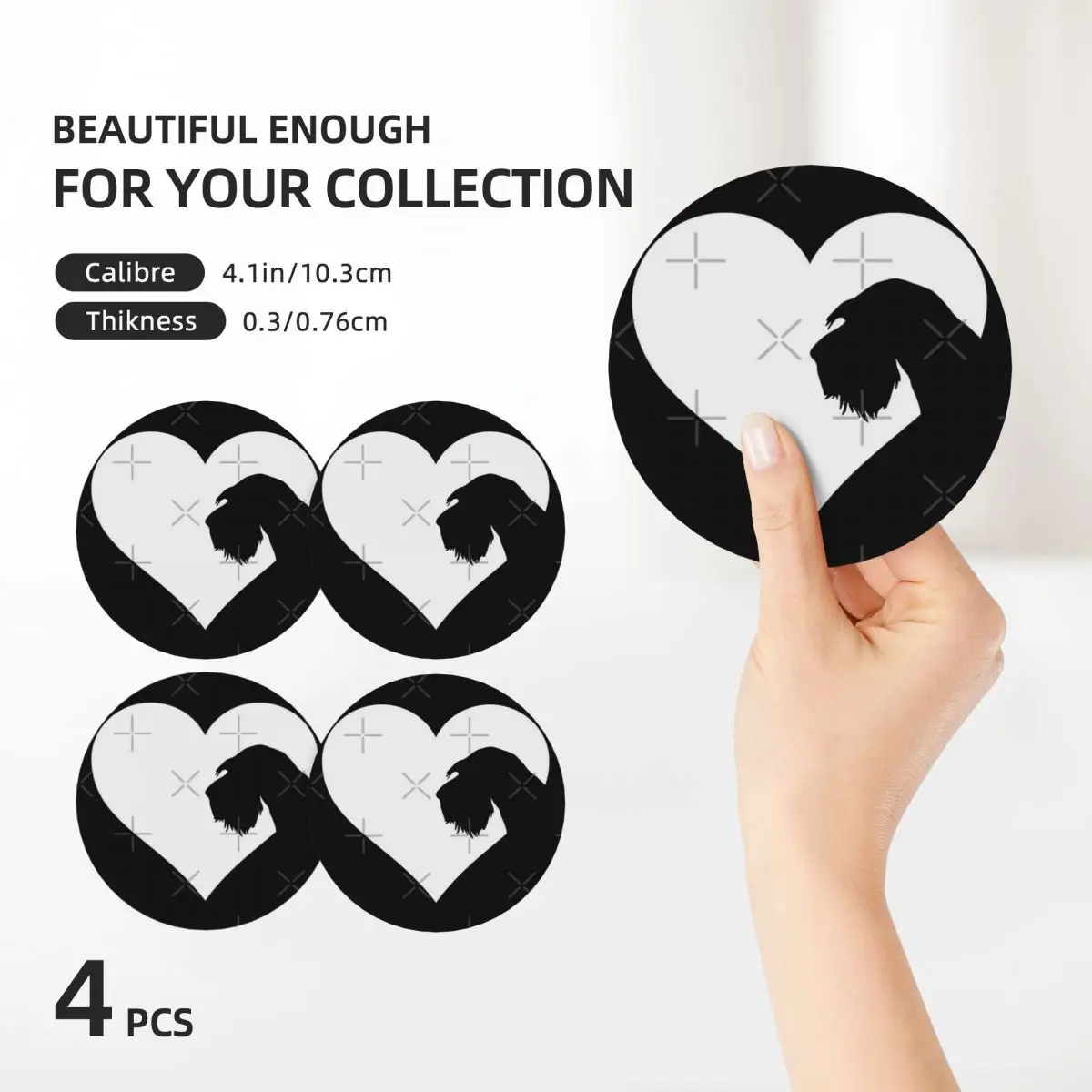 Керамические подставки Сердце гигантского шнауцера (4 шт.)