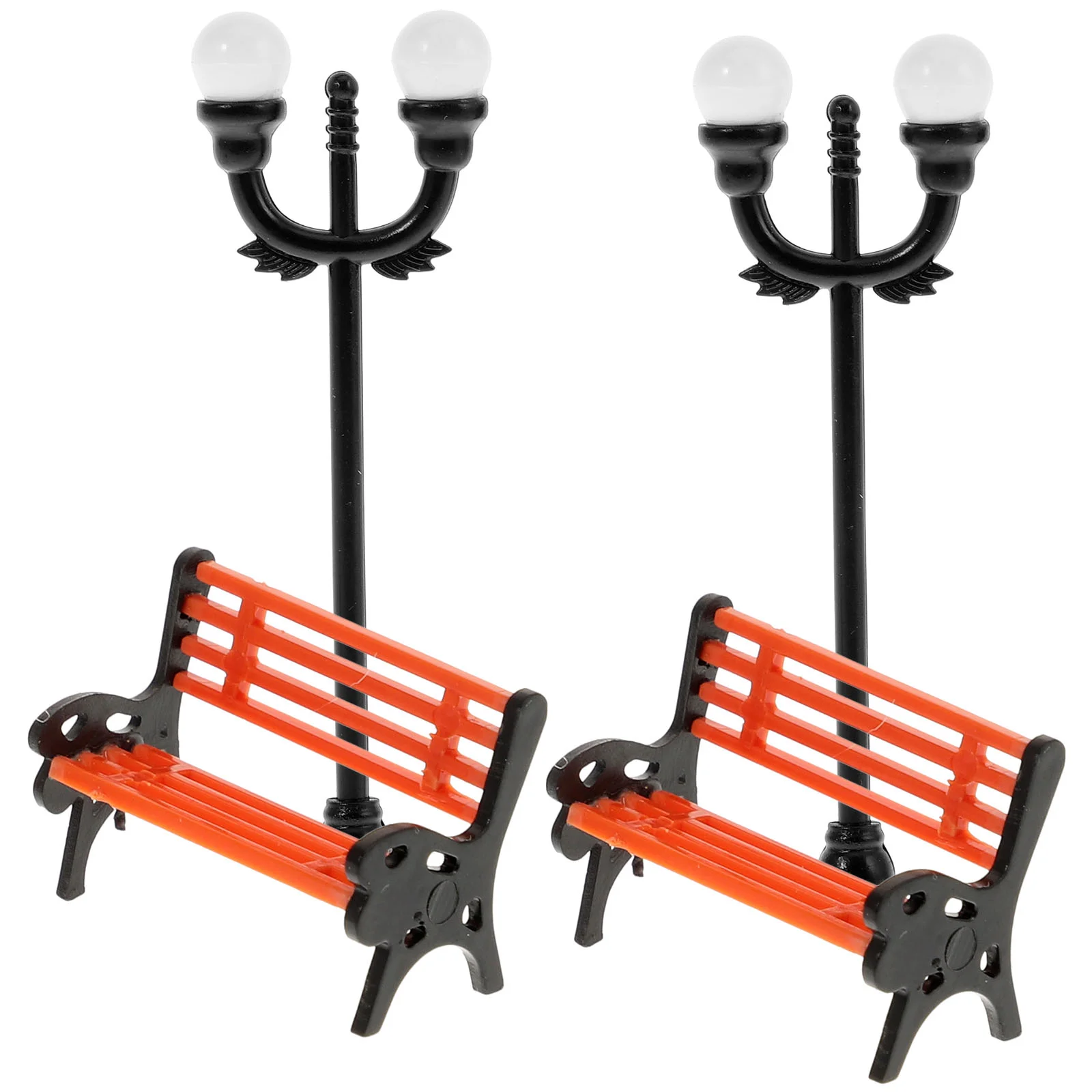 

2 Sets Miniature Street Light Posts Mini Bench Decorations House Ornaments