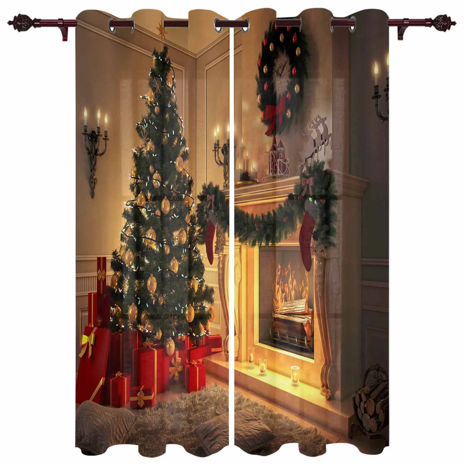 

Подарки на рождественскую елку, современные шторы для спальни, кафе, домашний декор, роскошные шторы для гостиной, оконные занавески
