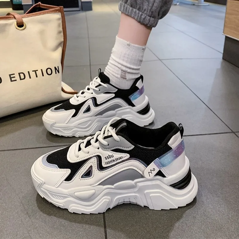 

NEW Sneakers Women Platform Flat Shoes Woman Shoes Green Casual Trainers Ladies Chunky Sneakers Women Shoes